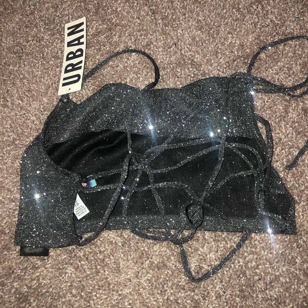 NWT Urban Outfitters strapped open back sparkly top